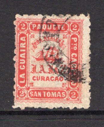 VENEZUELA - 1868 - LA GUAIRA LOCAL ISSUES: 2r red LA GUAIRA 'Ship' issue. perf 10, a fine cds used copy. (SG 28)  (VEN/3921)