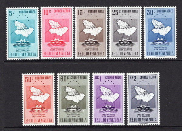 VENEZUELA - 1953 - ARMS ISSUE: 'Arms of Delta Amacuro' AIR issue the set of nine fine unmounted mint. (SG 1192/1200)  (VEN/40191)