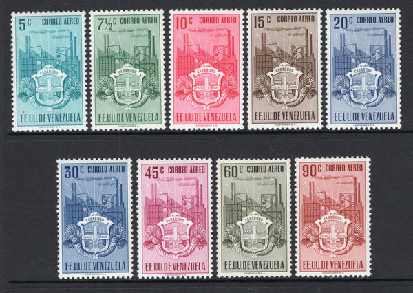 VENEZUELA - 1951 - ARMS ISSUE: 'Arms of Carabobo' AIR issue the set of nine fine unmounted mint. (SG 977/985)  (VEN/40193)