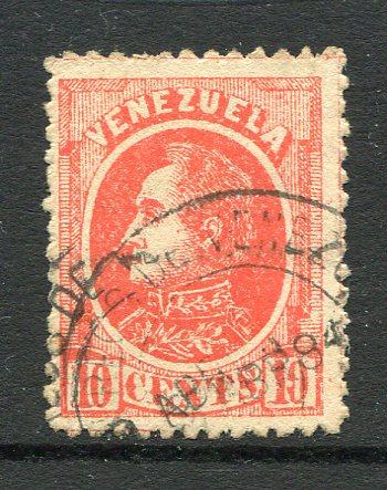 VENEZUELA - 1880 - FOREIGN MAIL ISSUE: 10c brick red 'Foreign Mail' issue on thick paper, second printing, a fine used copy with cds dated APR 1884. (SG 108)  (VEN/6938)