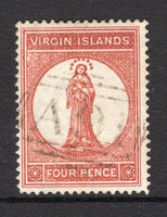 VIRGIN ISLANDS - 1887 - CLASSIC ISSUES: 4d pale chestnut 'Virgin Mary' issue, watermark 'Crown CA' a fine lightly used copy. (SG 36)  (VIR/26975)