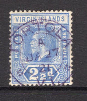 VIRGIN ISLANDS - 1913 - CANCELLATION: 2½d bright blue GV issue used with superb central strike of TORTOLA V.I. cds in purple dated JAN 27 1921. (SG 72)  (VIR/32754)