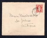 VIRGIN ISLANDS - 1901 - POSTAL STATIONERY: 1d red brown on light buff 'St Ursula' postal stationery envelope (H&G B1) used with TORTOLA cds dated OCT 7 1901. Addressed to 'Messrs Murdock & Co. St Johns, Antigua' with ANTIGUA arrival cds dated OCT 9 1901 on reverse. Scarce commercial use.  (VIR/37524)