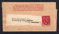 ZANZIBAR - 1897 - POSTAL STATIONERY: 1a carmine on buff postal stationery wrapper (H&G E4) used with ZANZIBAR cds dated 17 MAY 1897. Addressed to GERMANY.  (ZAN/39330)
